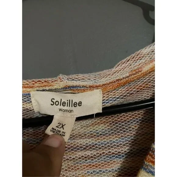 Soleillee Multicolored Pullover Hoooded Sweater Size 2X NWOT - Picture 5 of 6